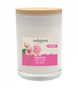 Bougie parfumée rose "Jardin de roses" en cire de colza naturelle - 1 pièce - Eubiona