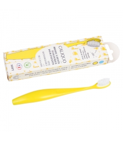 Brosse à dents en bioplastique à tête rechargeable Enfant jaune Souple Nylon - 1 pièce - Caliquo