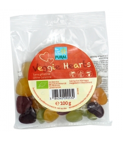 Bonbons cœurs aux fruits BIO sans gélatine - Veggie Hearts - 100g - Pural