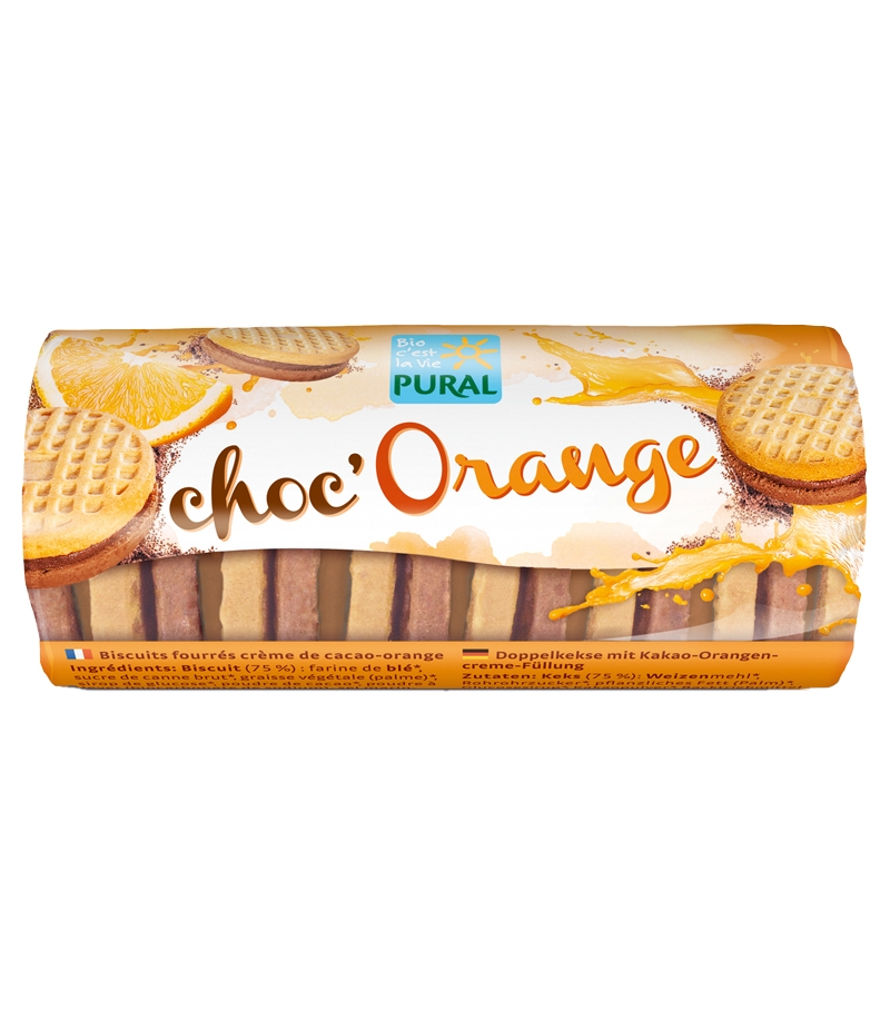 BIO-Doppelkekse mit Kakao und Orange - Choc'Orange - 85g - Pural
