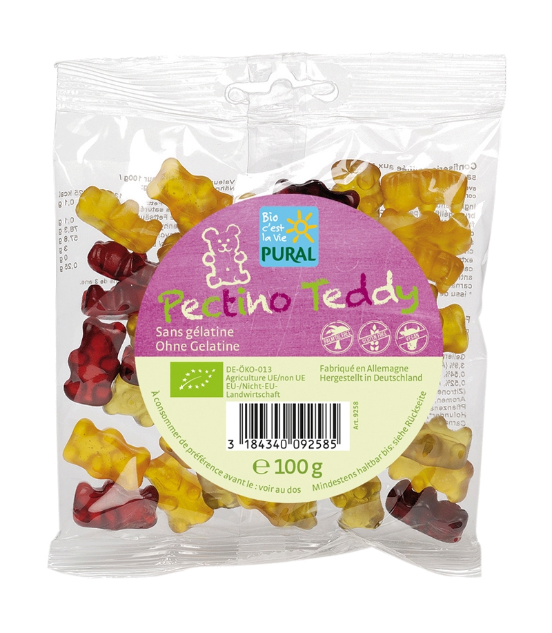Bonbons oursons aux fruits BIO sans gélatine - Pectino Teddy - 100g - Pural