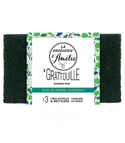 Tampons à récurer en fibres naturelles & recyclées Mr Gratouille - 3 pièces - La droguerie d'Amélie﻿