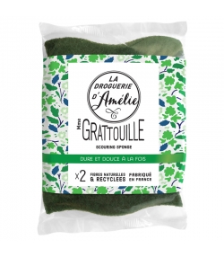 Éponges végétales grattantes en fibres naturelles & recyclées Mme Gratouille - 2 pièces - La droguerie d'Amélie﻿