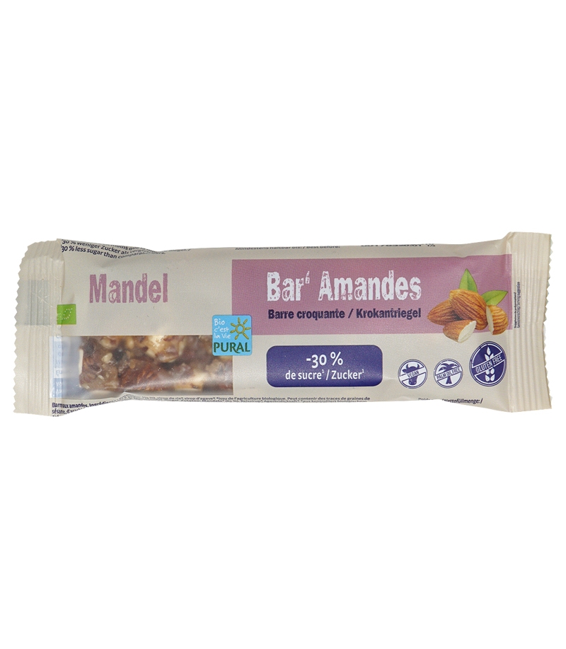 BIO-Mandel-Riegel zuckerarm - 35g - Pural BIO-Mandel-Riegel zuckerarm - 35g - Pural