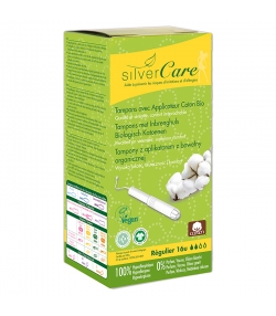Tampons BIO regular avec applicateur en carton pour règles légères à moyennes - 16 pièces - Silvercare Tampons BIO regular avec applicateur en carton pour règles légères à moyennes - 16 pièces - Silvercare