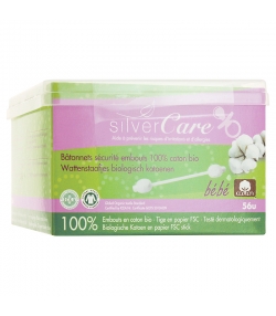 Bâtonnets sécurité embouts bébé en coton BIO - 56 pièces - Silvercare Bâtonnets sécurité embouts bébé en coton BIO - 56 pièces - Silvercare