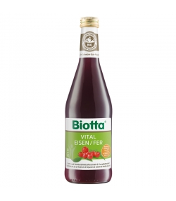 Cocktail de jus de fruits, légumes & extrait de feuilles de curry BIO - Vital Fer - 500ml - Biotta Cocktail de jus de fruits, légumes & extrait de feuilles de curry BIO - Vital Fer - 500ml - Biotta
