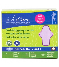 Serviette hygiénique lavable de nuit BIO pour règles fortes - 1 pièce - Silvercare