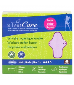 Serviette hygiénique lavable de nuit BIO pour règles fortes - 1 pièce - Silvercare Serviette hygiénique lavable de nuit BIO pour règles fortes - 1 pièce - Silvercare