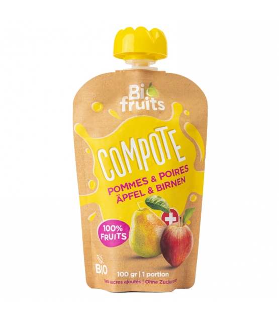 Compote pommes & poires BIO - 100g - BioFruits