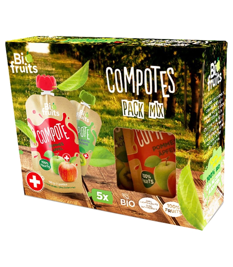 Compotes multipack 5 saveurs BIO - 5x100g - BioFruits Compotes multipack 5 saveurs BIO - 5x100g - BioFruits