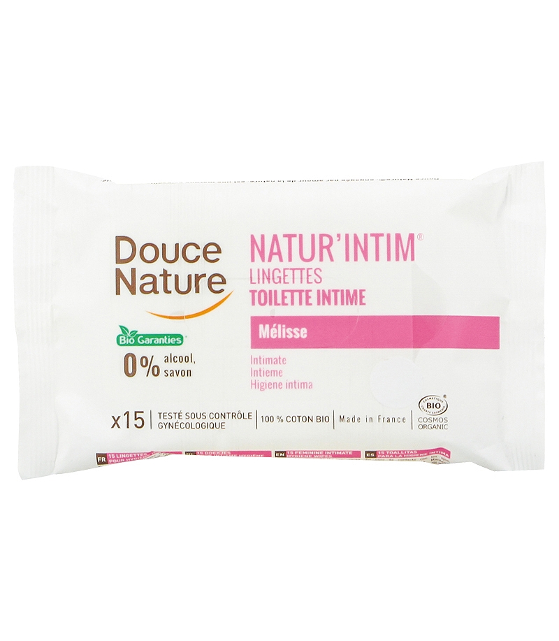 Lingettes d'hygiène intime BIO mélisse - 15 lingettes - ﻿Douce Nature