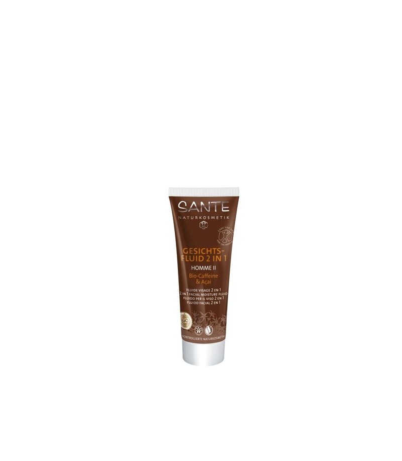 Fluide visage 2 en 1 homme BIO baies d'açaï & caféine - 50ml - Sante Fluide visage 2 en 1 homme BIO baies d'açaï & caféine - 50ml - Sante