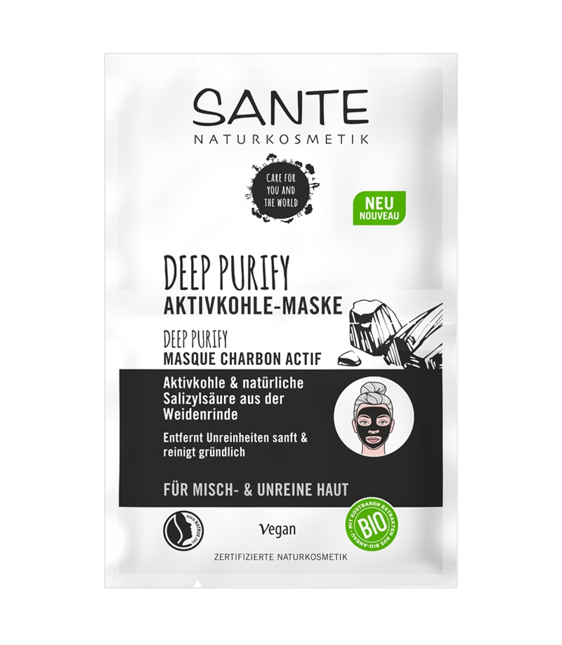 Masque au charbon actif BIO acide salicylique - 2x4ml - Sante Masque au charbon actif BIO acide salicylique - 2x4ml - Sante