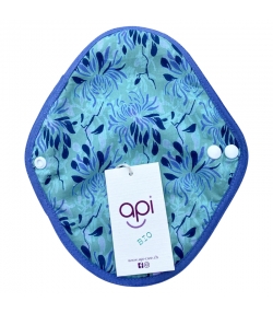 Waschbare Slipeinlage normal blaue Blumen für die leichte Menstruation aus Bio-Baumwolle - 1 Stck - api-care