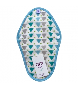 Waschbare Slipeinlage lang blaue, grüne & graue Dreiecke für die leichte Menstruation aus Bio-Baumwolle - 1 Stck - api-care