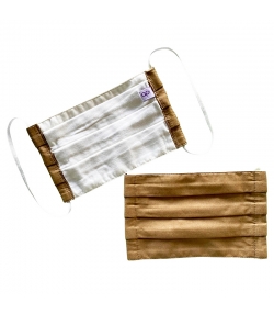 Masque de protection à 3 plis lavable camel taille M - L en coton bio - 1 pièce - api-care
