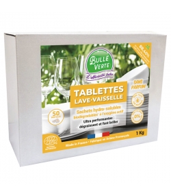 Tablettes lave-vaisselle écologiques sans parfum - 50 tablettes - 1kg - Bulle Verte