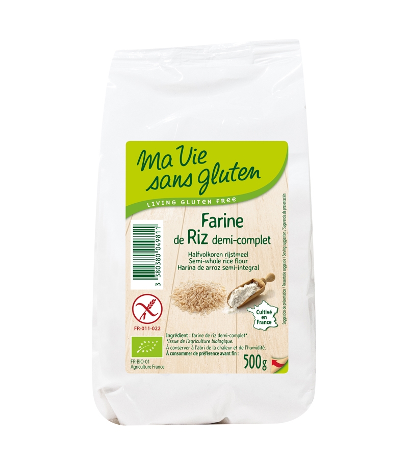 Farine de riz demi-complète BIO - 500g - Ma vie sans gluten Farine de riz demi-complète BIO - 500g - Ma vie sans gluten