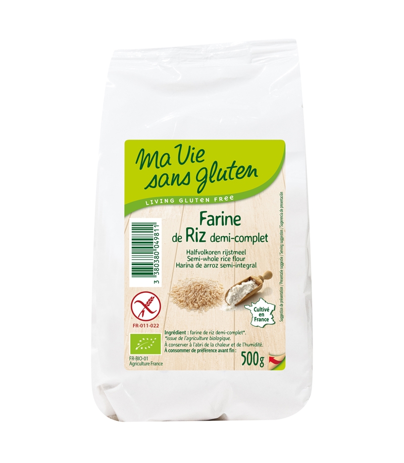 Farine de riz demi-complète BIO Ma vie sans gluten 500g