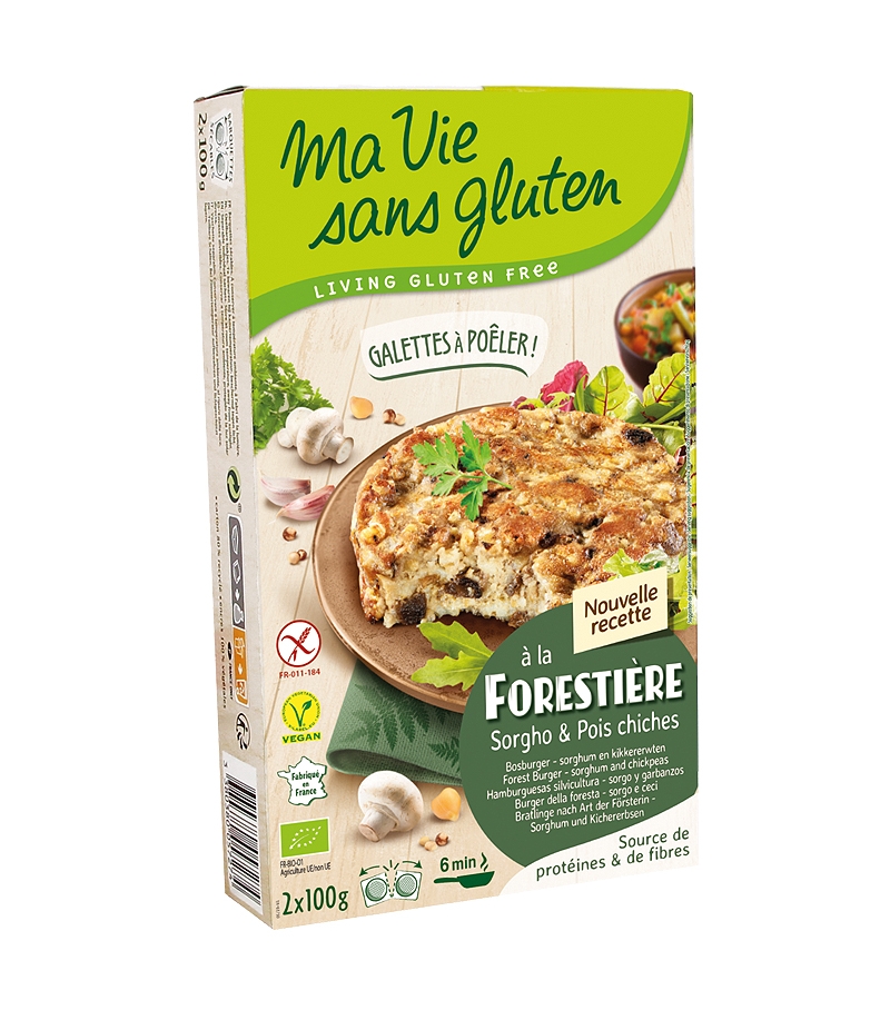 Galettes prêtes à poêler champigons & pois chiches BIO - 2x100g - Ma vie sans gluten