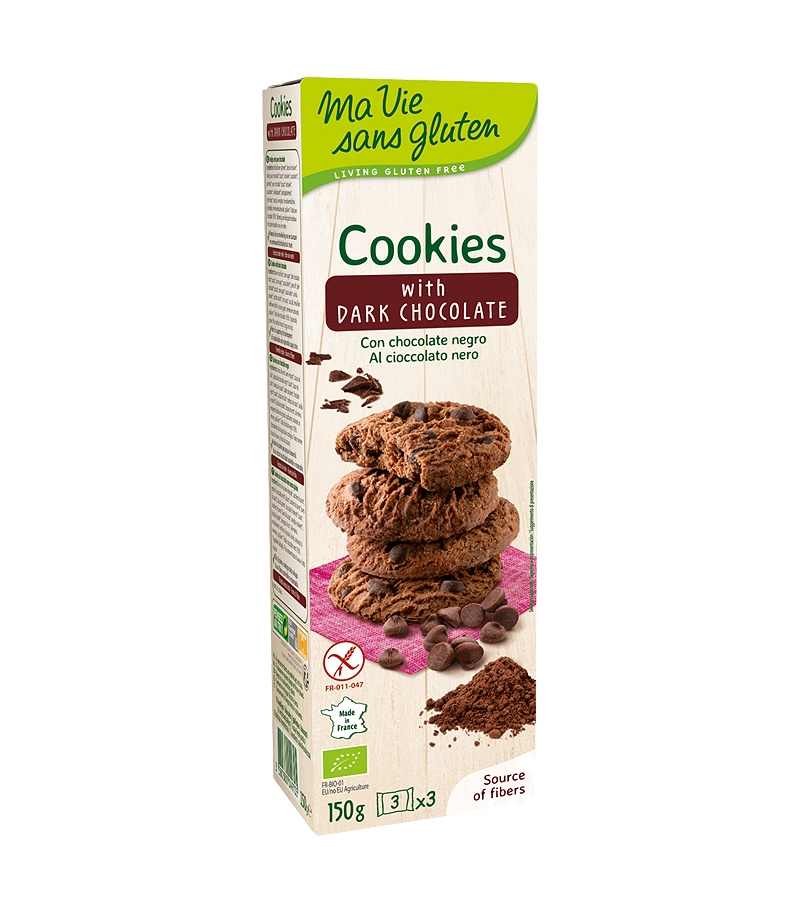 Cookies au chocolat noir BIO - 150g - Ma vie sans gluten