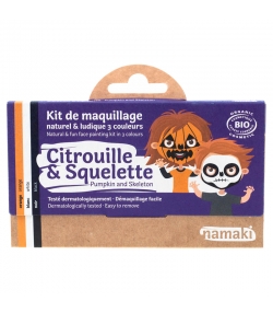 Kit de maquillage naturel & ludique 3 couleurs Citrouille & Squelette - Namaki