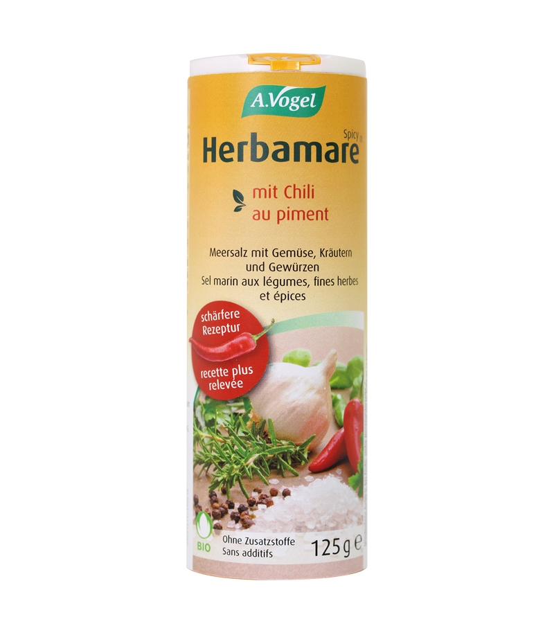 BIO-Meersalz mit Gemüse, Kräutern und Gewürzen - Herbamare Spicy - 125g - A.Vogel BIO-Meersalz mit Gemüse, Kräutern und Gewürzen - Herbamare Spicy - 125g - A.Vogel