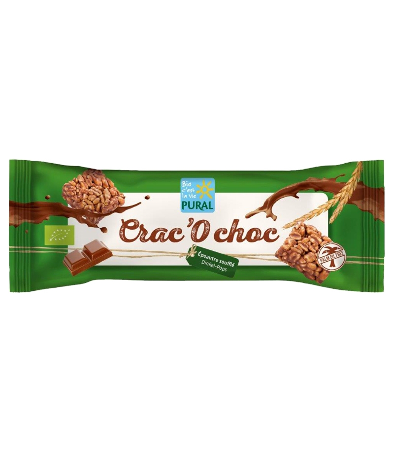 BIO-Gebäck gepuffter Dinkel mit Vollmilchschokolade - Crac'O choc - 80g - Pural BIO-Gebäck gepuffter Dinkel mit Vollmilchschokolade - Crac'O choc - 80g - Pural