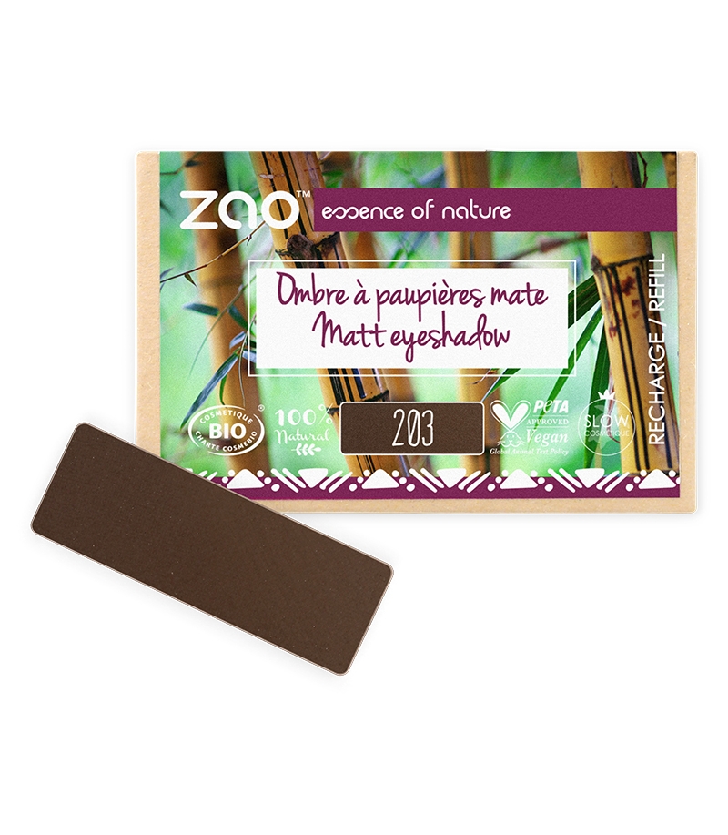 Ombre à paupières mate Brun foncé N°203 BIO (Recharge) - 1,3g - Zao