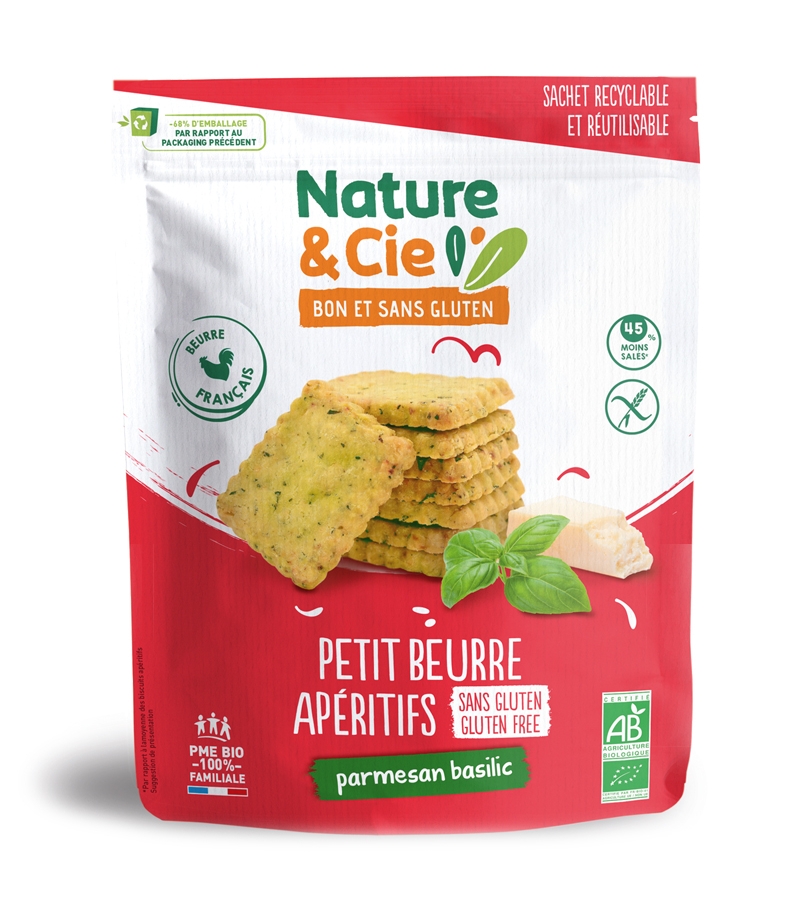 Petit-beurre apéritif au parmesan & basilic BIO - 80g - Nature&Cie Petit-beurre apéritif au parmesan & basilic BIO - 80g - Nature&Cie