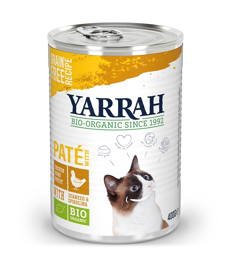 Pâté BIO poulet avec spiruline & algues marines pour chat - 400g - Yarrah