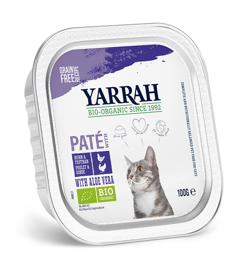 Pâté BIO poulet & dinde avec aloe vera pour chat - 100g - Yarrah