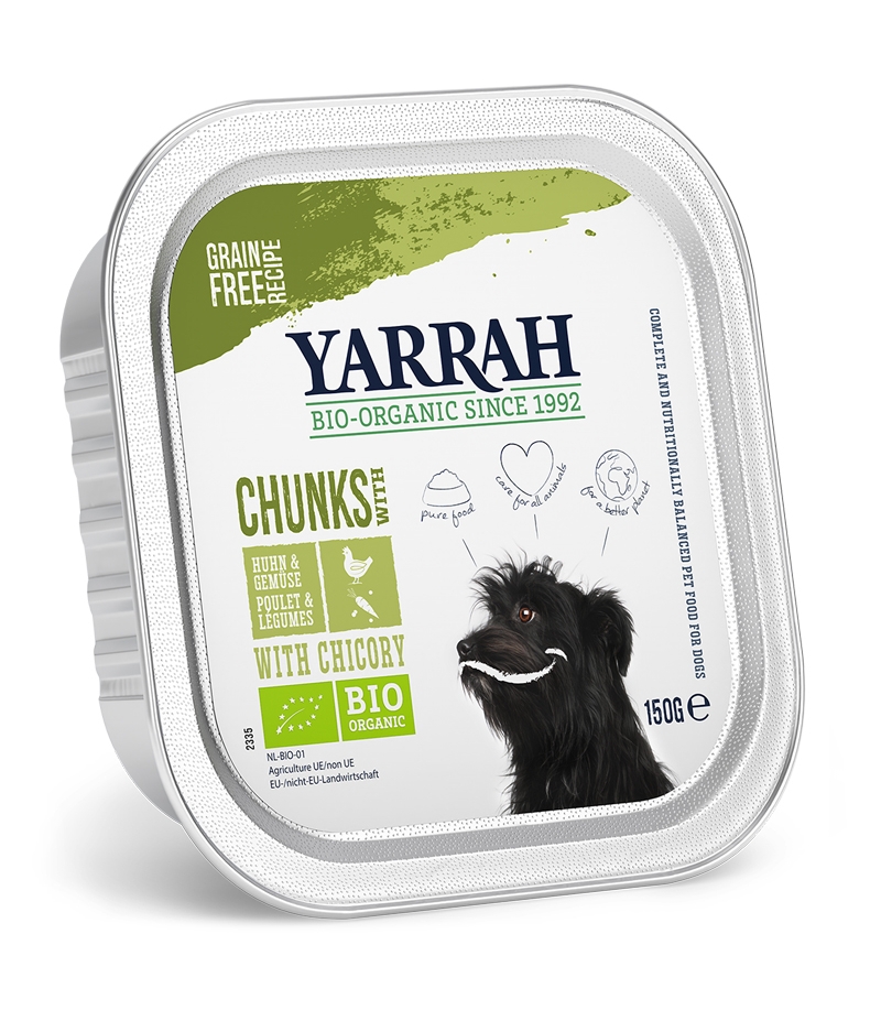 BIO-Bröckchen Huhn & Gemüse mit Zichorie für Hunde - 150g - Yarrah