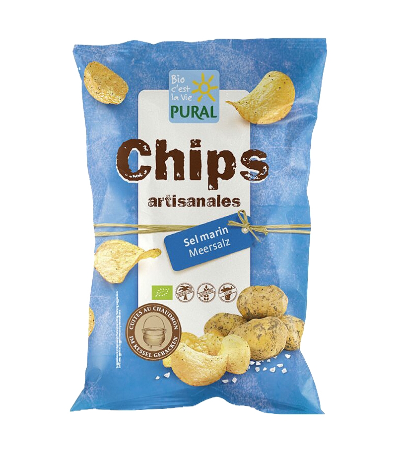Chips de pomme de terre au sel marin BIO - 120g - Pural