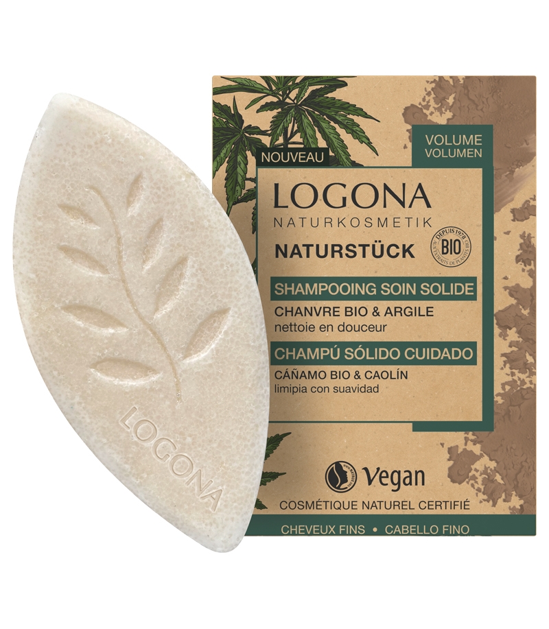 Shampooing soin volume solide BIO chanvre & argile - 60g - Logona Shampooing soin volume solide BIO chanvre & argile - 60g - Logona