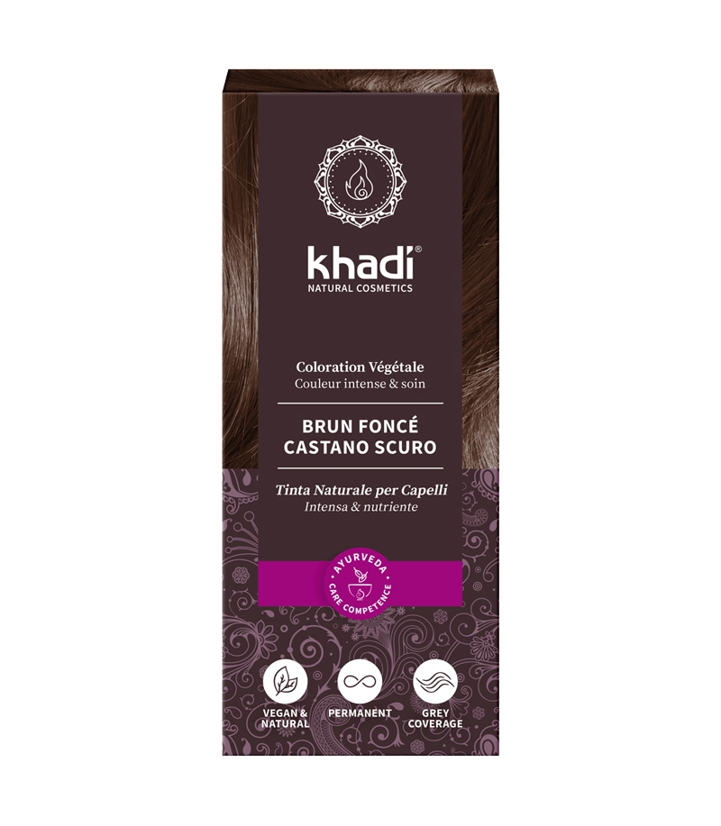 Teinture aux plantes BIO marron foncé brun - 100g - Khadi