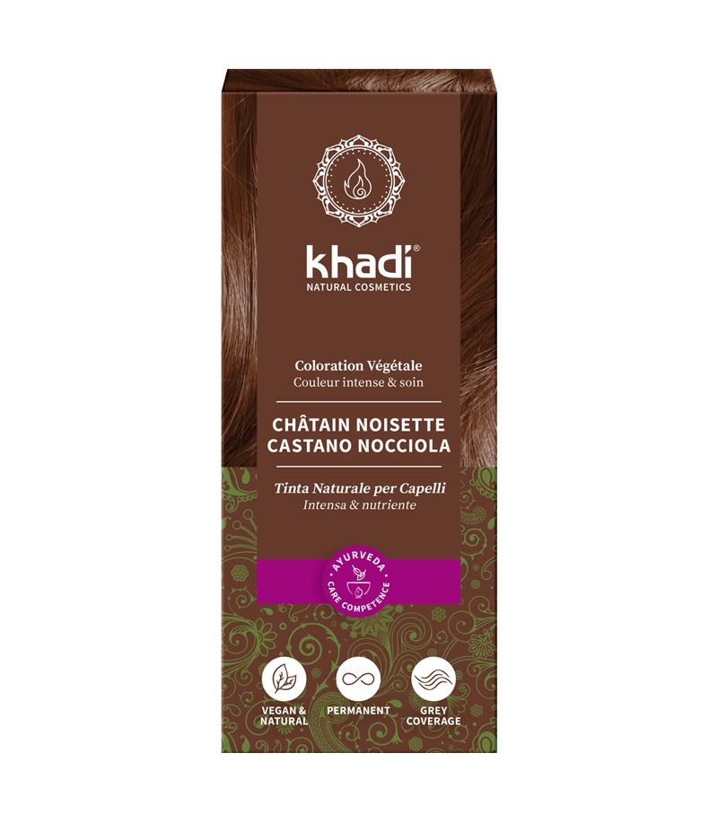 BIO-Pflanzenhaarfarbe Nussbraun - 100g - Khadi