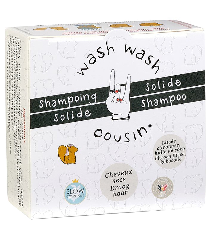 Shampooing solide cheveux secs BIO litsée citronnée - 70g - Wash Wash Cousin