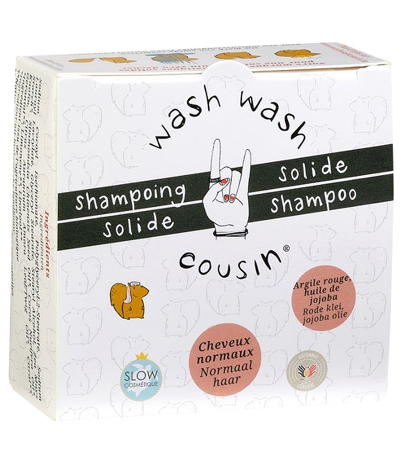 Shampooing solide cheveux normaux BIO argile rouge - 70g - Wash Wash Cousin