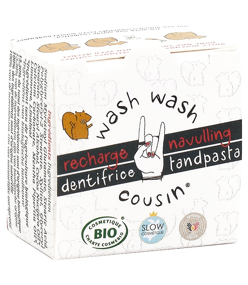 Recharge dentifrice solide BIO menthe poivrée - 10g - Wash Wash Cousin