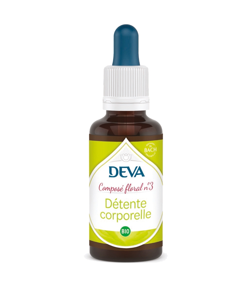 Composé floral BIO N°3 Détente corporelle - 30ml - Deva Composé floral BIO N°3 Détente corporelle - 30ml - Deva