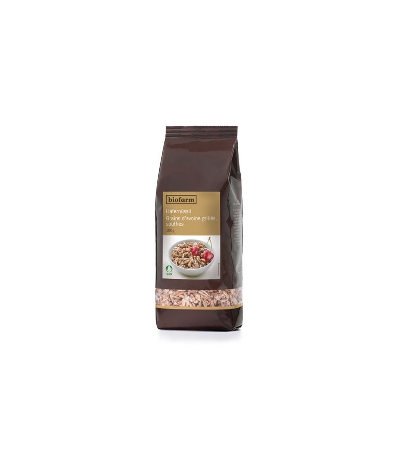 Grains d'avoine grillés & soufflés BIO - 100g - Biofarm Grains d'avoine grillés & soufflés BIO - 100g - Biofarm