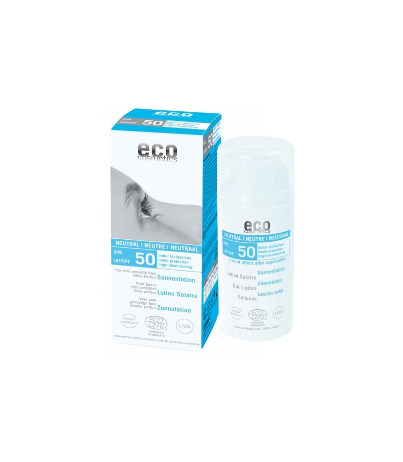 Lotion solaire neutre visage & corps BIO ﻿IP 50 sans parfum - 100ml - Eco Cosmetics