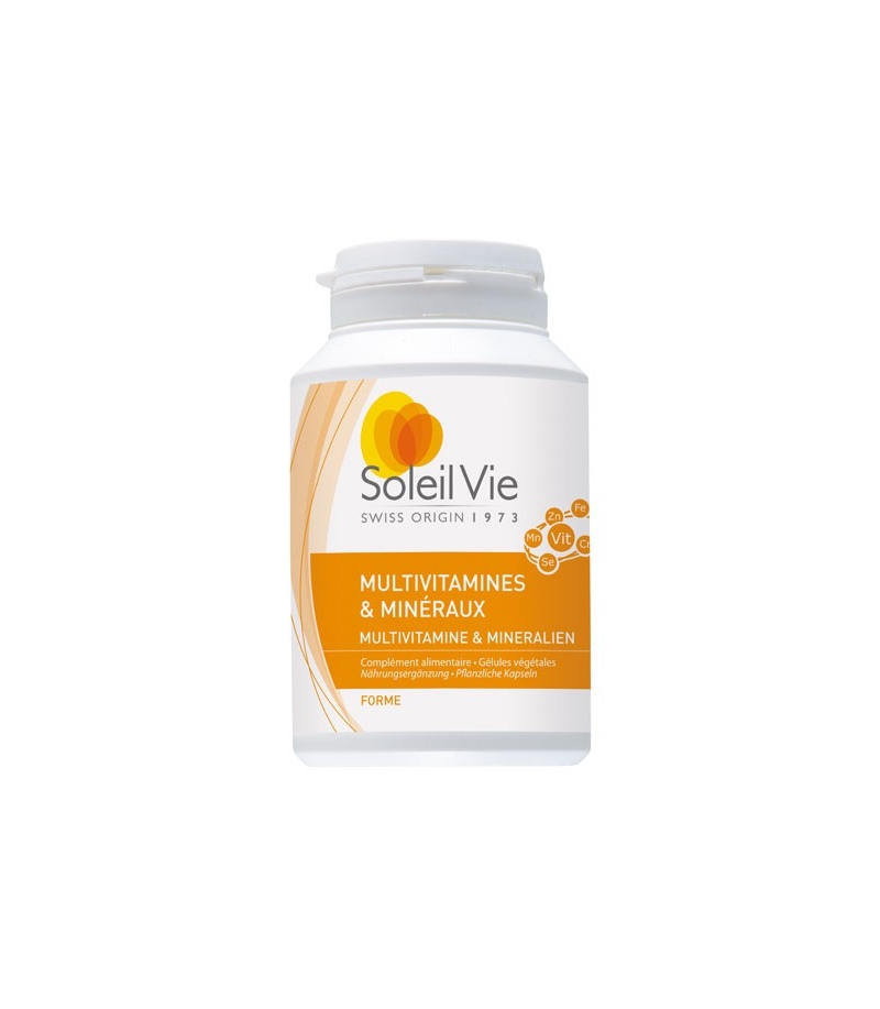 Multivitamines & minéraux - 120 gélules - 440mg - Soleil Vie Multivitamines & minéraux - 120 gélules - 440mg - Soleil Vie