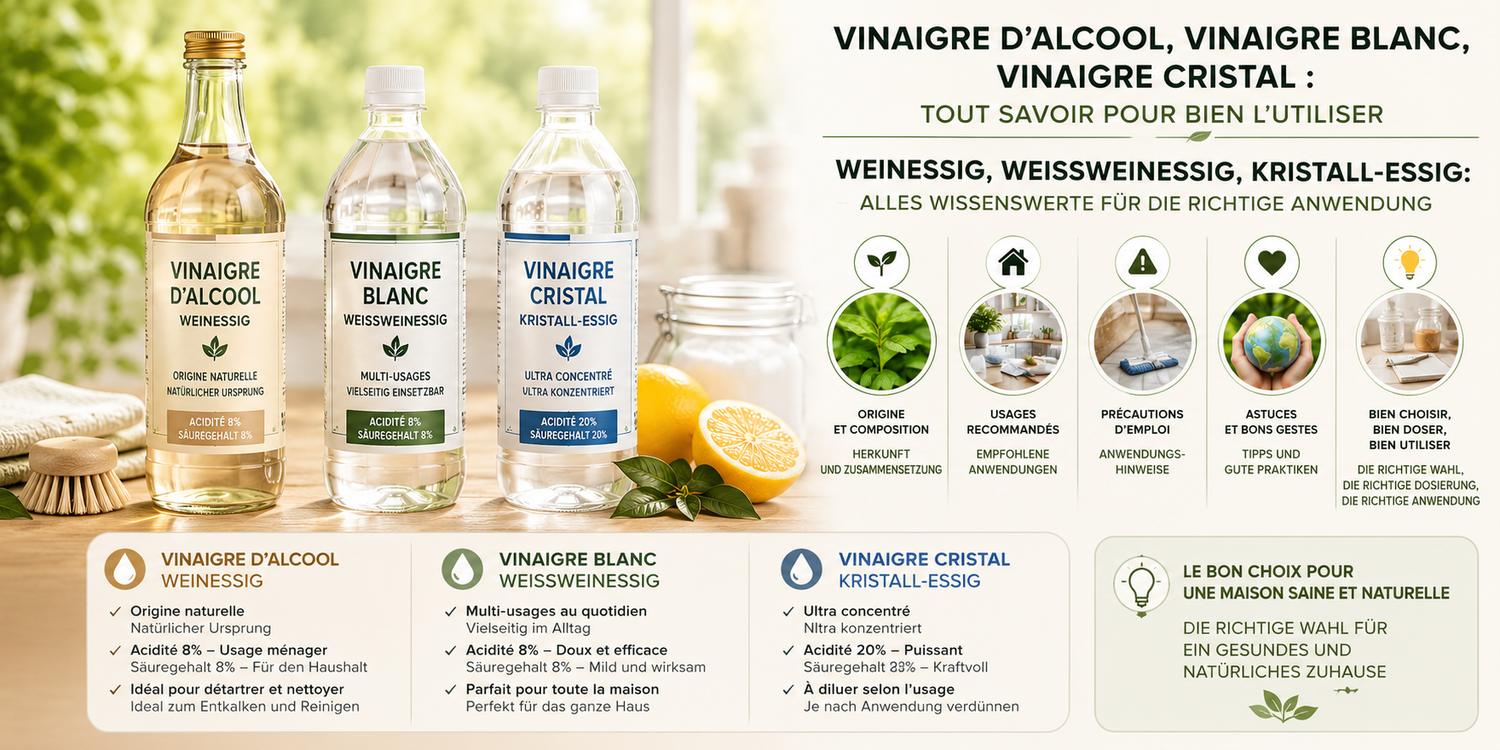 Vinaigre blanc (vinaigre d'alcool) : usages, degrés et dosages