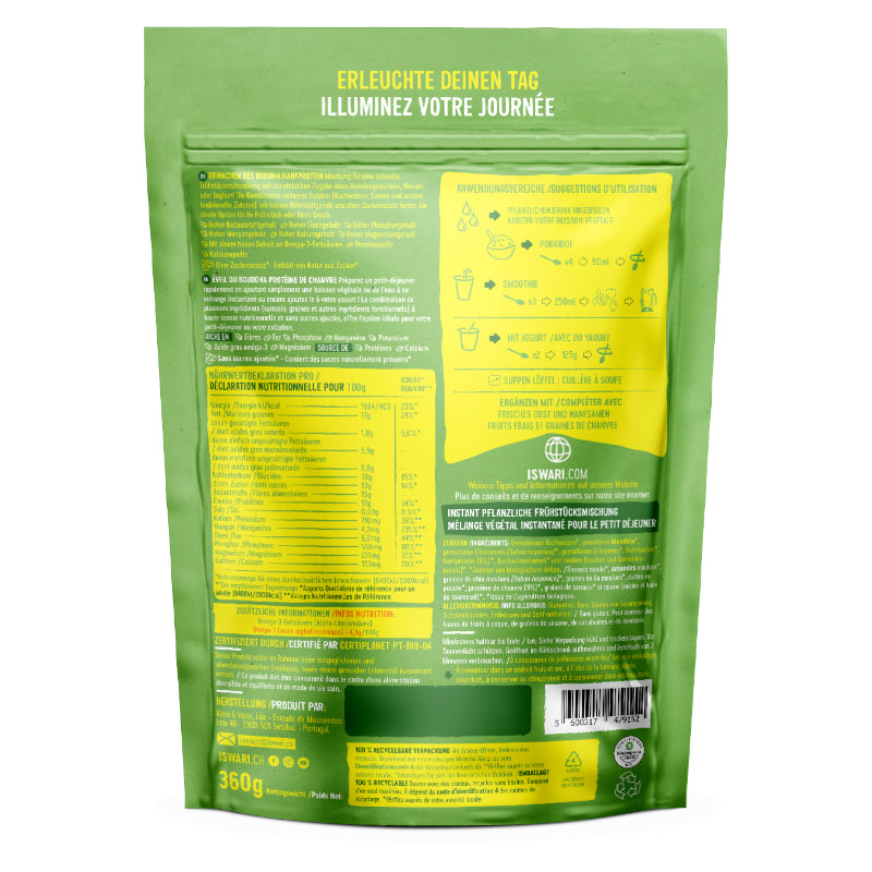 Petit déjeuner cru éveil du bouddha protéine de chanvre BIO