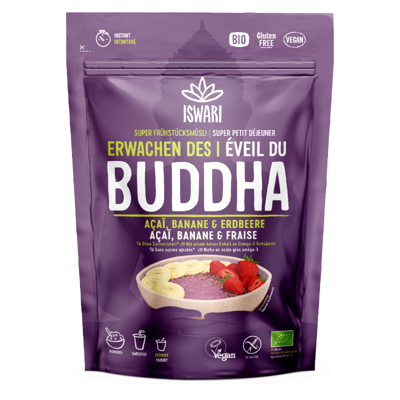 Petit déjeuner cru açaï, banane & fraise BIO