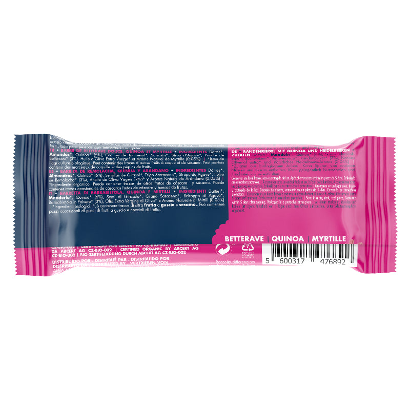 Barre énergétique betterave quinoa & myrtille BIO
