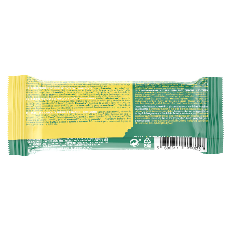 Bio-Proteinriegel aus Spirulina und Zitrone